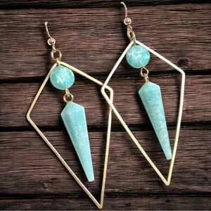 Genuine Amazonite Goddess Geometric Earrings